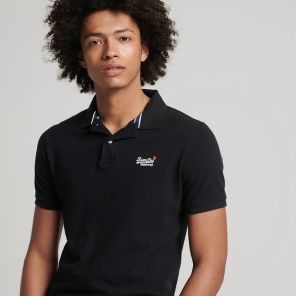 SUPERDRY Men’s Pique Short Sleeve Polo Shirt in Black Size XXL NWT - Picture 2 of 9